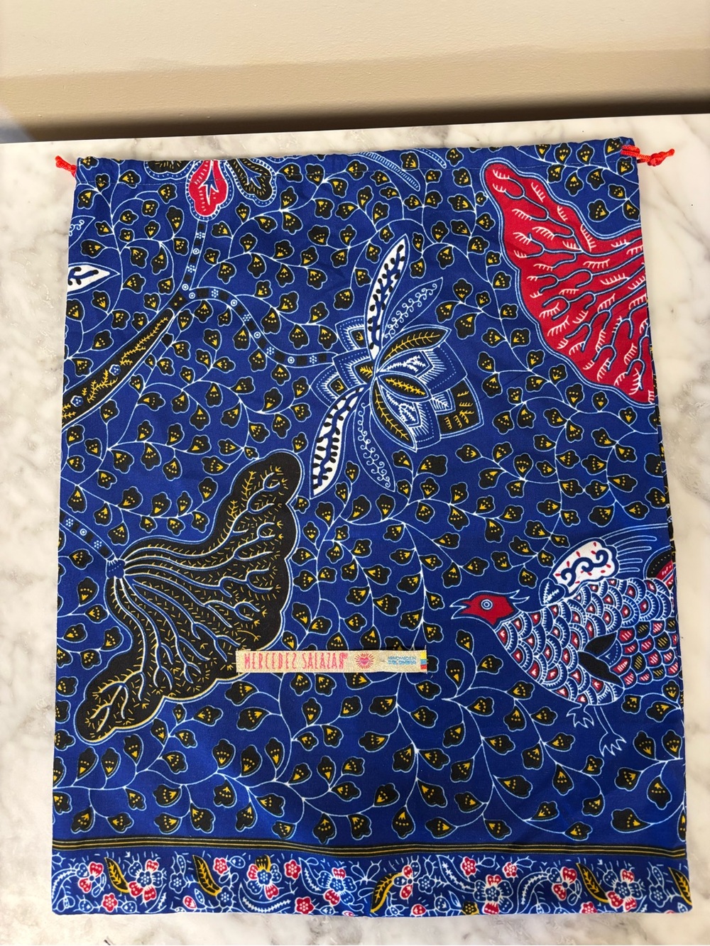 Blue Floral Drawstring drawstring Bag